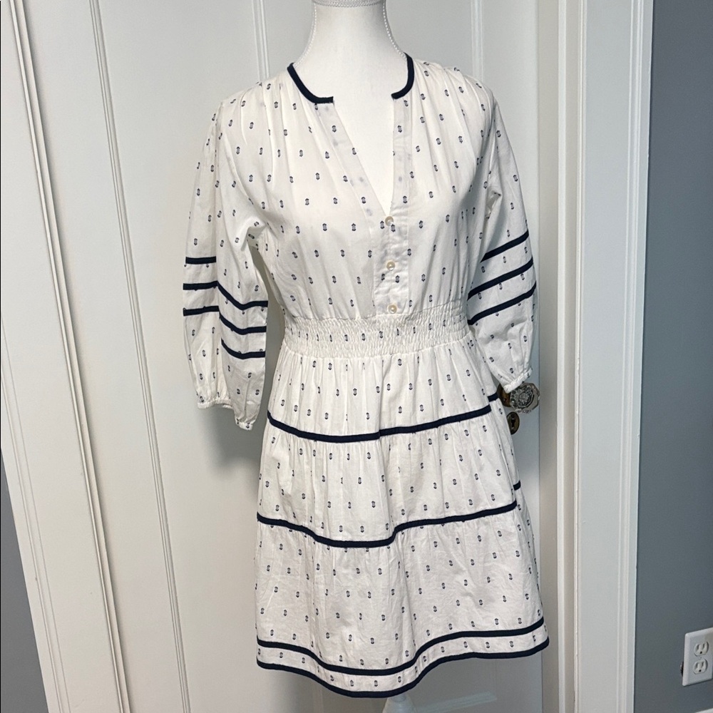 NWT - Cream and Navy Patterned Mini Dress
